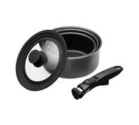 MasterClass Smart Space 3 Piece Non-Stick Induction Saucepan Set, Grey