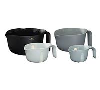 MasterClass Smart Space 4-in-1 Nesting Mixing Bowl / Colander / Measuring Jugs - Black / Grey (4-Piece Set)