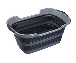 MasterClass Smart Space Large Plastic Collapsible Laundry Basket, 60.5 x 40 x 28 cm (24" x 15.5" x 11") - Black / Grey