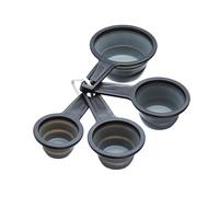 MasterClass Smart Space Non-Stick Collapsible Plastic Measuring Cups - Black / Grey (Set of 4)