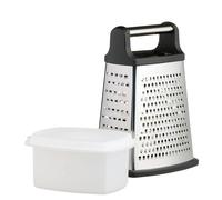 MasterClass Stainless Steel Four Sided Box Grater With Collecting Box - Silver - Stainless Steel - Grater