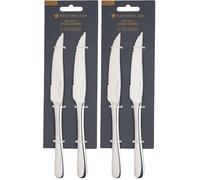 MasterClass Steak Knives Set, Two Stainless Steel Knives for Steak, Serrated Edges for Effortless Cutting, Stain and Corrosion Resistant, Dishwasher Safe, Silver (Pack of 2)