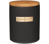 MasterClass Stoneware and Brass-Effect Coffee Canister with Airtight Bamboo Lid, 1 L (1.75 pt) - Black