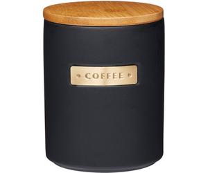 Masterclass Stoneware And Brass Effect Coffee Canister With Airtight Bamboo Lid