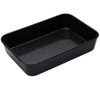 MasterClass Vitreous Enamel Roasting Tin, Induction Safe 1mm Steel with Scratch Resistant Coating, Large 40 x 28cm (15.5 x 11''), Black