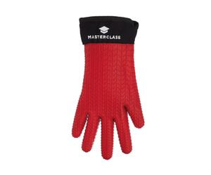 MasterClass Waterproof and Heat-Resistant Silicone Oven Glove with Fingers - Red