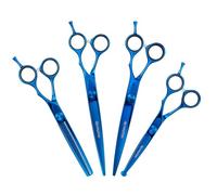 Masterclip Dog Grooming Premium Topaz Scissors - Bull Nose, Finishing, Curved & Thinning with Free Storage Wallet - Right Handed