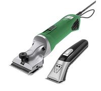 Masterclip Horse Clipping Combo - Mains Powered Heavy Duty Hunter Clipper and Cordless Showmate Mark II Trimmer (Green Hunter & Silver Showmate)