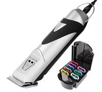 Masterclip Ultimate Dog Clippers - Mains Powered Professional Grooming Set with 1x A5 10 Blade & 9 Pack Comb Guides (3mm to 32mm) Premium Low Noise Clippers - Suitable for All Breeds