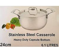 Mastercook Longlife Cookware Stainless Steel Casserole Heavy Duty Capsule Bottom (26cm / 8.2 litres)