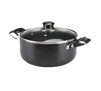Mastercook Non Stick Casserole with Glass Lid 20cm - 2.5L Marble Finish Heavy Duty Round Ceramic Non Stick Coating Aluminium Casserole Pot Pan Dish with Double Bakelite Handles (20cm - 2.5L)
