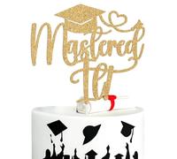 Mastered it Cake Topper, Happy Master's Degree, Congrats Grad Graduate, Class of 2026 Master College Graduation Party Decorations Supplies, Gold Glitter