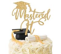 Mastered It Cake Topper, Master’s Degree Survivor Grad/She Mastered That Cake Decor, Congratulations MBA, Class of 2026 College Master's Degree Graduation Party Decorations Supplies, Gold Glitter