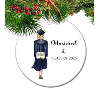 Mastered It Class of 2026 Ceramic Keepsake, Inspirational Masters Degree Graduation Gift for Her, Proud Academic Achievement Memorial for Daughter or Wife