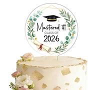 Mastered It Graduation Cake Topper Acrylic Graduation Decorations, Class of 2026 Congrats Grad Cake Decorations for High School College Bachelor Masters Degree MBA Grad Party Supplies