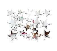 Masterein 20pcs/set Star Shape Mirror Stickers 3D Acrylic Stars Mirrored Decals DIY Room Home Decoration Wallpaper (Silver)