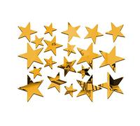 Masterein Fengyuanhong 20pcs/set Star Shape Mirror Stickers 3D Acrylic Stars Mirrored Decals DIY Room Home Decoration Wallpaper (Gold)