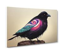 Masterful Raven Bird Canvas Wall Art Print Ready to Hang, Framed Picture for Living Room Bedroom Home Office Décor, 30x20 Inch (76x50 cm)