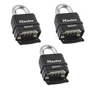 MasterLock 1178D Combination Padlock, Die Cast Body, 3 Pack Black/Silver