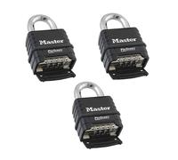 MasterLock 1178D Combination Padlock, Die Cast Body, 3 Pack Black/Silver