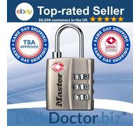 Master Lock 4680EURDNKL Combination Travel Padlock TSA Certified, Grey, 5,5 x 3 x 2,6 cm