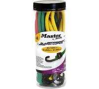 MASTER LOCK Bungees with Hooks [Set of 6 Bungee Cords] [2 * 60 cm + 2 * 80 cm + 2 * 100 cm] [Double Reverse Hook] 3040EURDAT - Ideal for Transporting, Packing and Securing Loads
