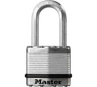 MASTER LOCK 72EURD + M1EURDLFCC 4.5 m Double Loop Steel Cable + Key Laminated Padlock, Security Level 8/10, Long Shackle
