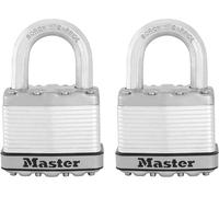 2x Master Lock Excell Heavy Duty Laminated Steel Black Open Shackle Padlocks