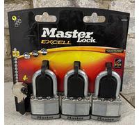MasterLock Excell Padlock 3 In One 50mm M5EURTRILF Security Number 9 With 4 Keys