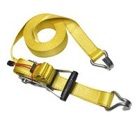 Master Lock 3059EURDAT Ratchet Tie Down Strap with J-Hooks, Yellow, 8.25 m x 50 mm Strap
