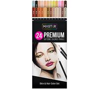Mastermarkers Master 24 Colored Pencil Skin and Hair Tone Set with Premium Soft Thick 4 mm Cores - Unisex
