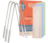 MasterMedi Tongue Scraper Cleaner (Set of 3 (with Travel Case))