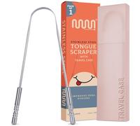 MasterMedi Tongue Scraper with Travel Case 1 Pack, Bad Breath Treatment Tongue Scraper for Adults & Kids, Stainless Steel Metal To