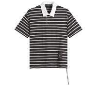 MASTERMIND WORLD Men's Fine Gauge Stripe Ss Rugby Shirt Black