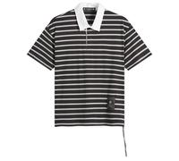 MASTERMIND WORLD Men's Fine Gauge Stripe Ss Rugby Shirt Black