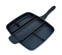 Masterpan Non Stick 5 Section Grill & Griddle Pan 54x39cm Perfect for Steak, Skillet Griddle Pans, Space Saving Induction Hob Pan 54x39cm Black