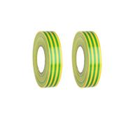Masterpart 33 Metre Green/Yellow Earth Electrical PVC Insulating Tape 19mm x 33m Pack Of 2