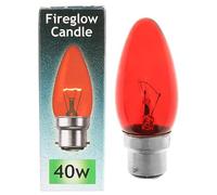 Masterpart 40W Bayonet Cap Red Fireglow B22D Candle Lamp 240V Bulb