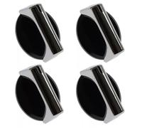 Masterpart Pack of 4 Cooker Hob Control Knobs Black & Silver Rotary Dial to Fit Caple, Baumatic Cookers & Ovens