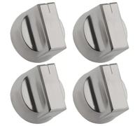Masterpart Pack of 4 Cooker Oven Hob Silver Control Knobs Switch Dials Compatible with Belling, Stoves, Range Cookers & Hobs