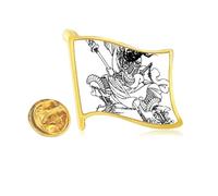Masterpiece Romance Three Kingdoms China Golden Metal Flag Lapel Pin Badge
