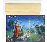 Masterpiece Studios Holiday Brights Collection 16-Count Boxed Religious Christmas Cards with Envelopes, 7.8" x 5.6", Shepherds Watch (911100)