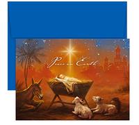 Masterpiece Studios Holiday Brights Collection 16-Count Boxed Religious Christmas Cards with Envelopes, 7.8" x 5.6", Baby Jesus in The Manger (911300)
