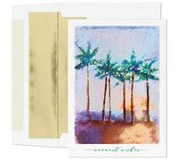 Masterpiece Studios Warmest Wishes Holiday Collection 16 Cards/Foil-Lined Envelopes, Glitter Palms, 5.6" x 7.8"