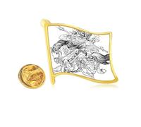 Masterpiece The Romance Three Kingdoms Golden Metal Flag Lapel Pin Badge