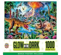 MasterPieces 1000 Piece Glow in The Dark Dinosaur Puzzle for Adults - Fun Jigsaw with Prehistoric Theme, 19.25"x26.75", Enhances Problem Solving & Patience Skills