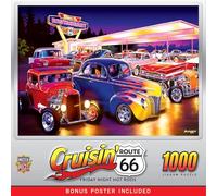 MasterPieces - 1000 Piece Jigsaw Puzzle, Route 66 Friday Night Hot Rods, Fun for Adults, Family, Kids, 19.25" x 26.75"