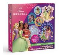 MasterPieces Disney Educational Puzzles - 6-Pack Mini Shaped Wood Jigsaw Puzzles, Disney Princesses - Ages 3+