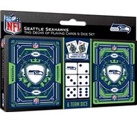 MasterPieces Game Day - NFL Seattle Seahawks 2-Pack Playing Cards & Dice Pack - Officially Licensed Set for Adults and Family