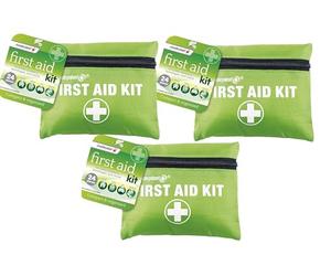 Masterplast Compact First Aid Kit for Home Car Holiday and Workplace - Mini, Small, and Lightweight First Aid Kit - Essential Backpacking First Aid Travel Kit, 3 Pack + Cheeroo Magnet